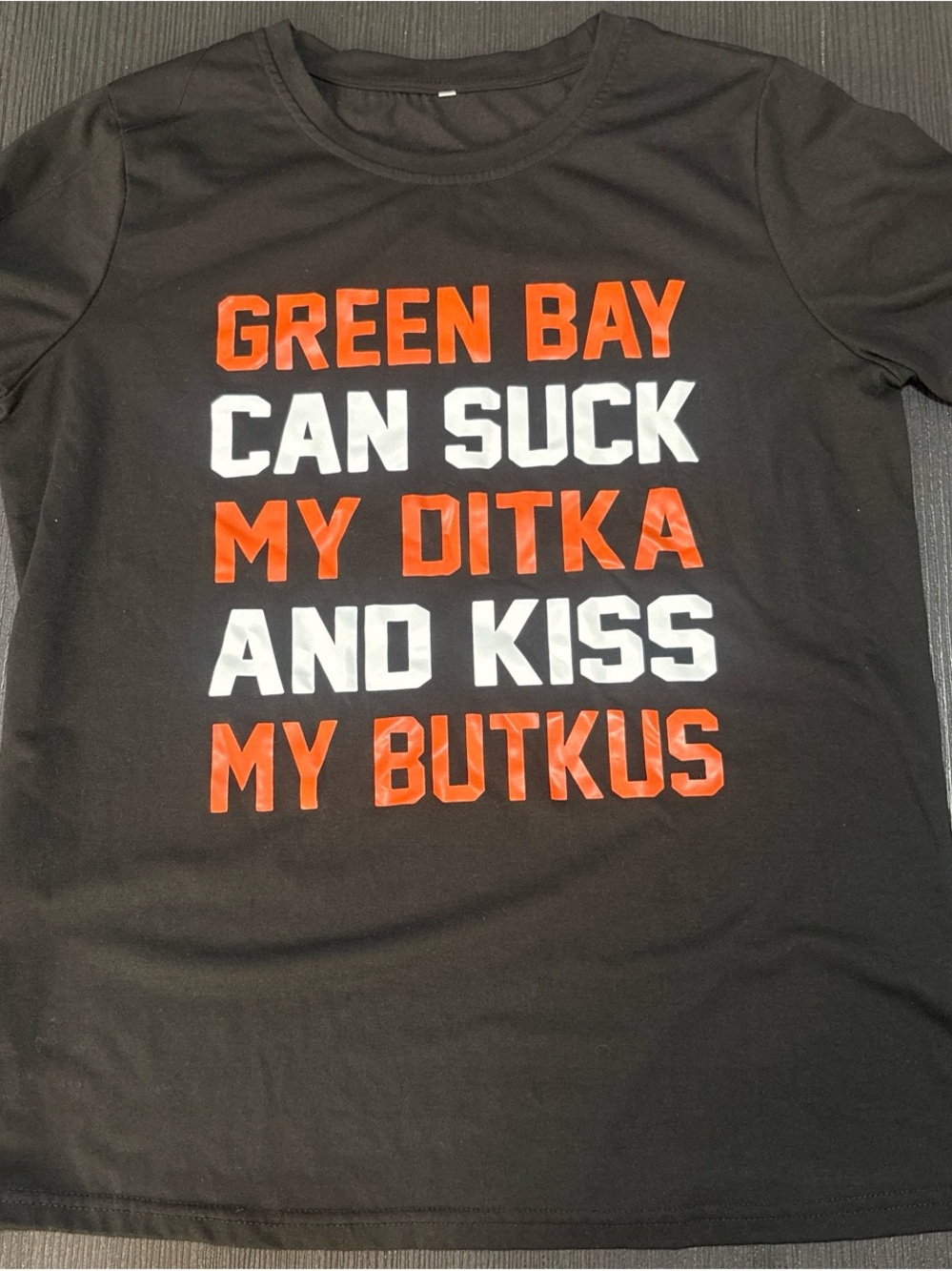 Gildan Black Tee with Orange and White Lettering